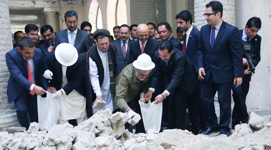 رییس جمهور و رییس اجرایی در مراسم افتتاح پروژه بازسازی قصر
