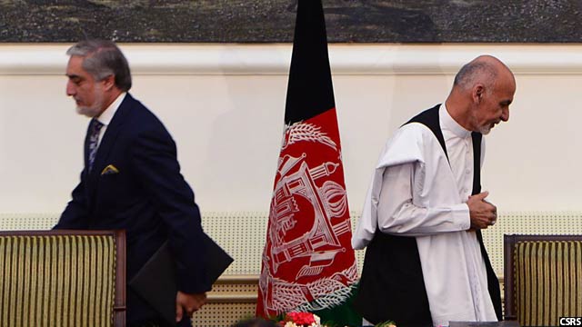 جریان امضای توافق‌نامه سیاسی میان رییس جمهور و رییس اجرایی افغانستان