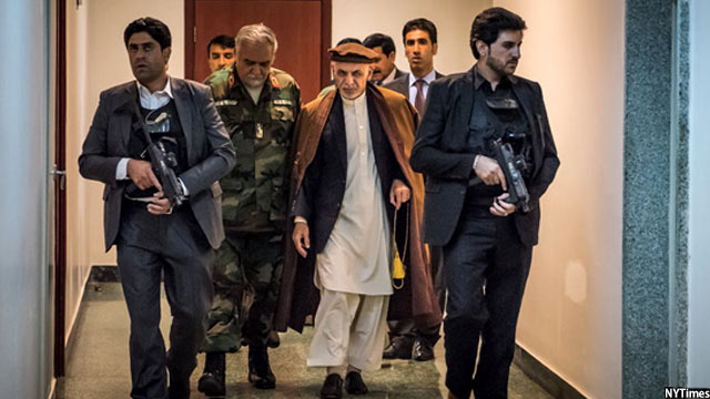 Ghani with guards