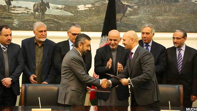 امضای این قرارداد در ارگ ریاست جمهوری افغانستان با جضور رییس جموری این کشور به امضا رسید
