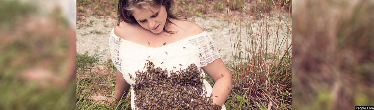 شوق مادرانه؛ عکاسی با 20 هزار زنبور عسل در انتظار تولد فرزند