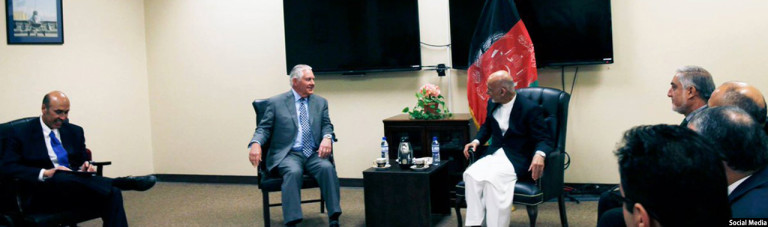وزیر خارجه آمریکا در کابل؛ دیدار با رییس‌جمهور غنی و تاکید بر نابودی پناهگاه‌های امن تروریستان